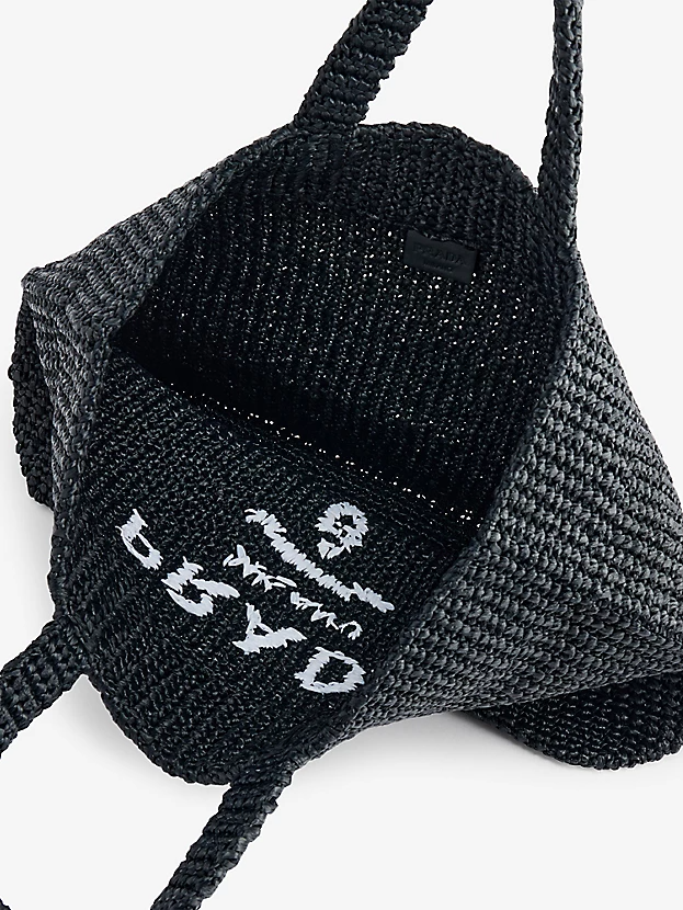  Túi Prada Logo Large Straw Tote Bag 'Black' 