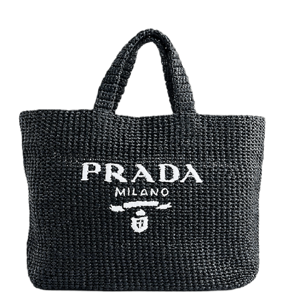  Túi Prada Logo Large Straw Tote Bag 'Black' 