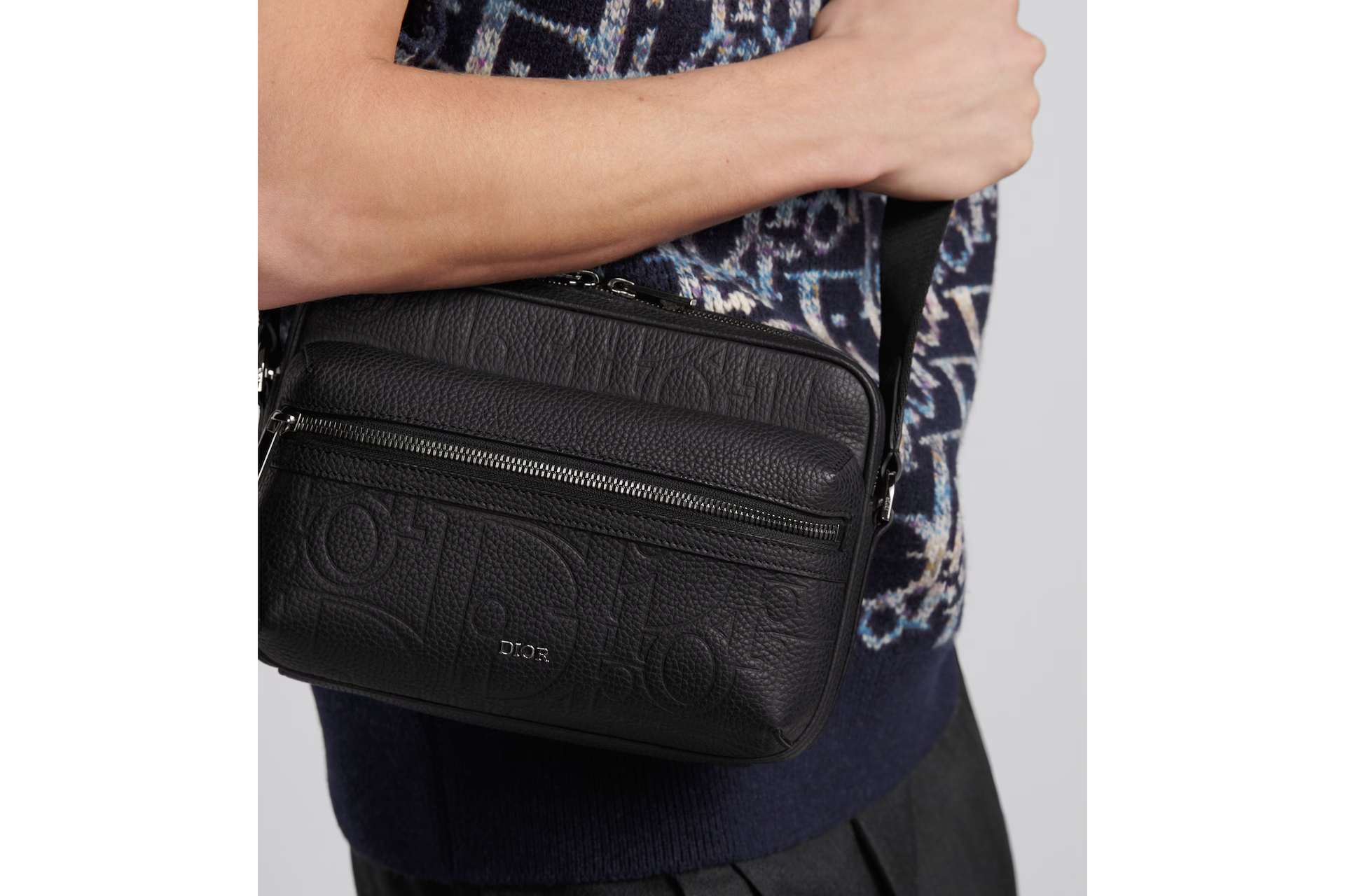 Dior Rider 2.0 Zippered Messenger Bag Navy Blue Cowhide 336245