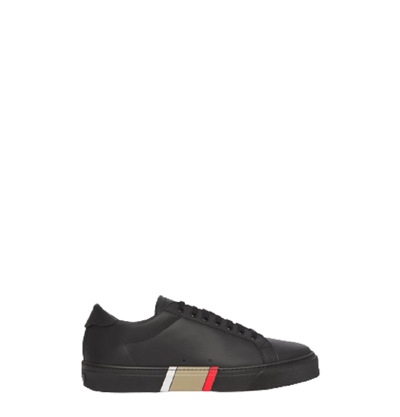  Giày Nam Burberry Stripe Detail Leather Sneakers 'Black' 