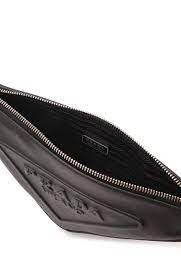  Túi Nữ Prada Leather Triangle Pouch 'Black' 