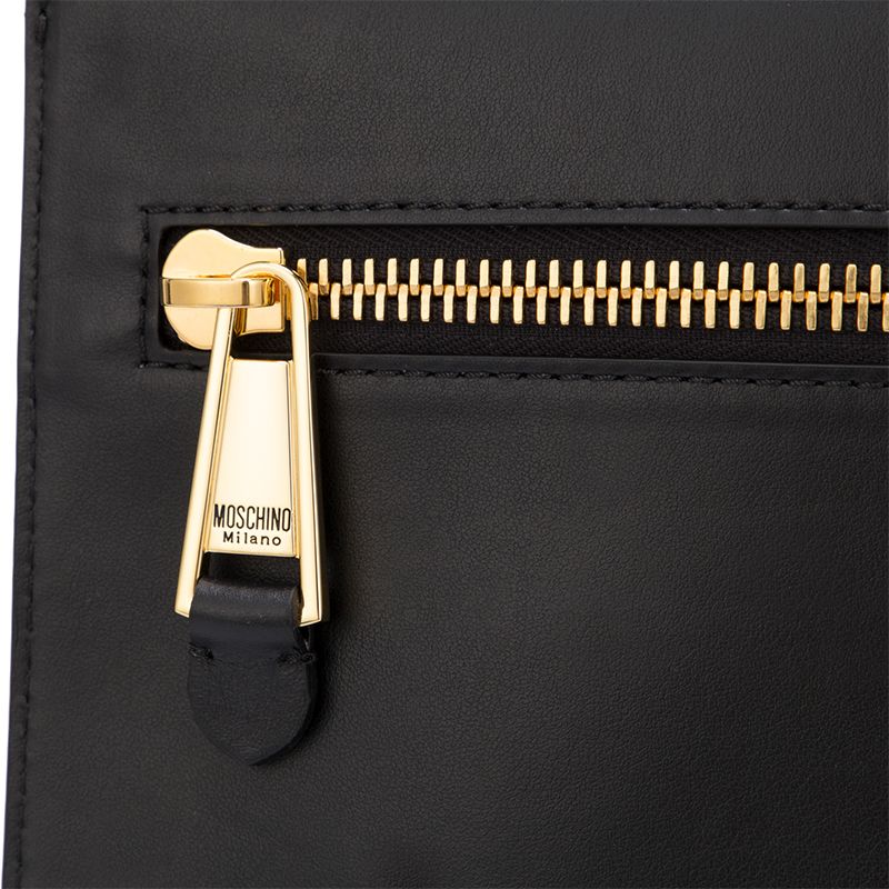  Túi Nữ Moschino Leather Envelope Clutch 'Black' 