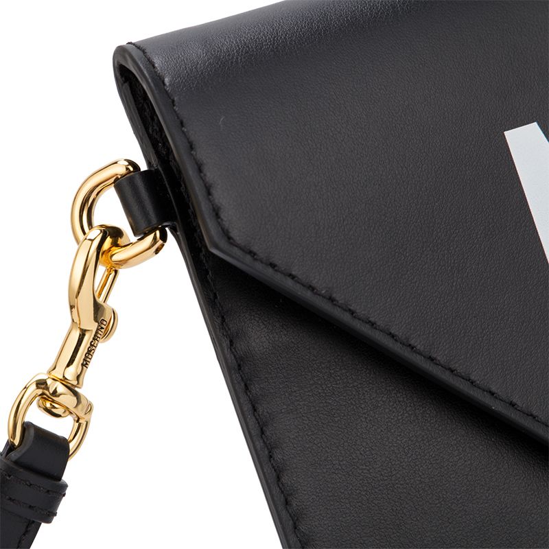  Túi Nữ Moschino Leather Envelope Clutch 'Black' 