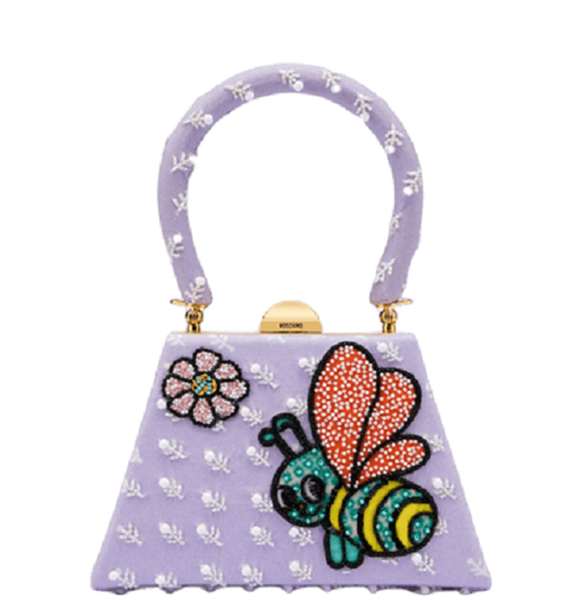  Túi Nữ Moschino Bee Embroidery Trapeze Bag 'Lilac' 