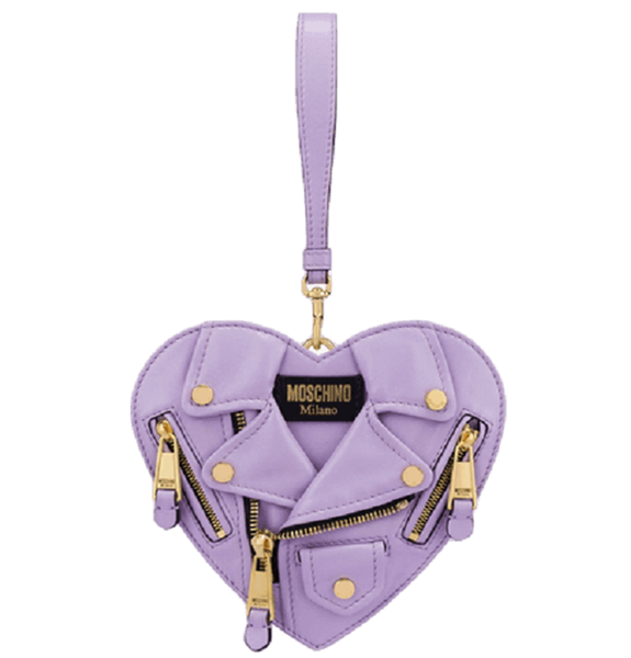  Túi Nữ Moschino Small Heart Biker Bag 'Lilac' 