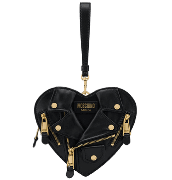  Túi Nữ Moschino Small Heart Biker Bag 'Black' 