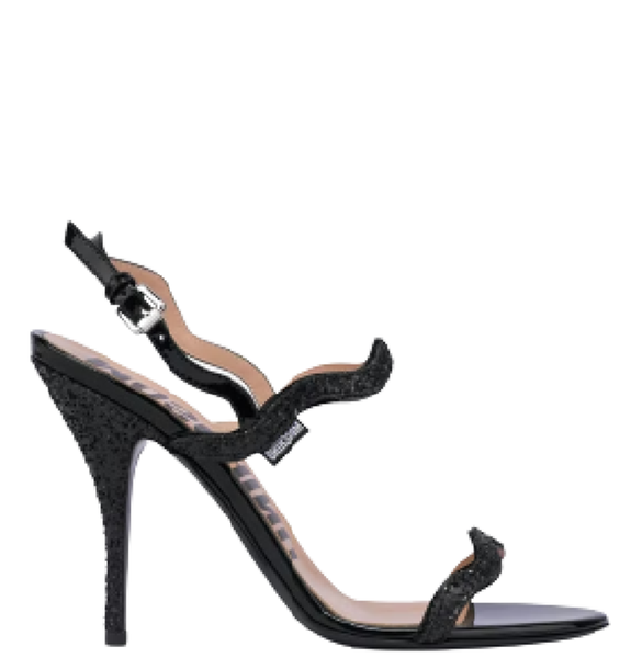  Giày Moschino Nữ Ric Rac Glitter Sandals 'Black' 