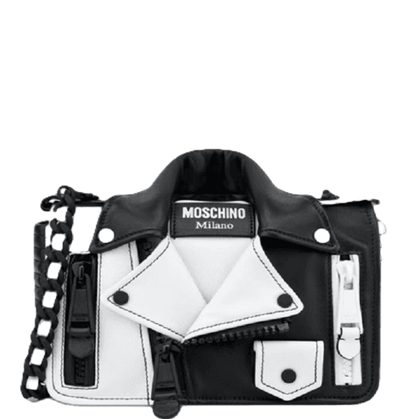  Túi Moschino Nữ Optical Nappa Biker White 