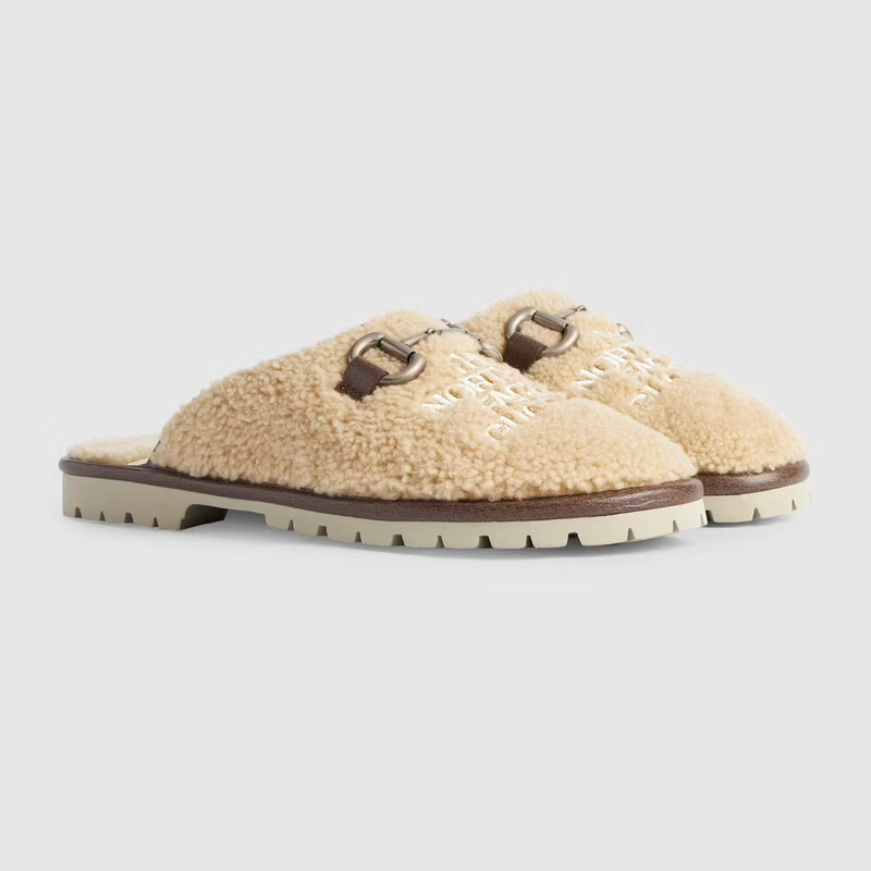  Giày Nữ Gucci The North Face x Gucci Slipper Merino Wool 'Beige' 