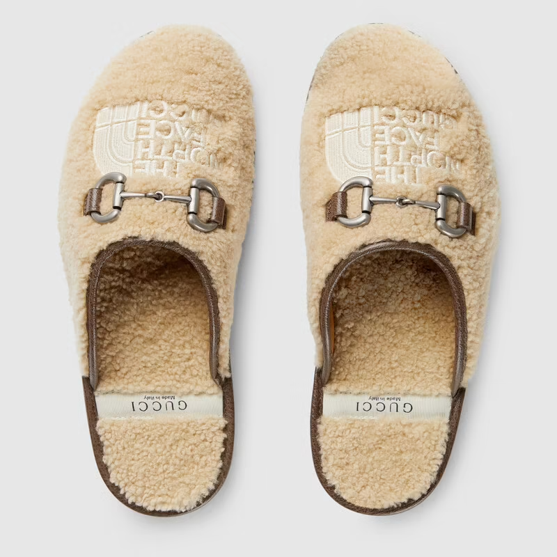  Giày Nữ Gucci The North Face x Gucci Slipper Merino Wool 'Beige' 