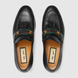  Giày Nữ Gucci Loafer Web Interlocking G 'Black Leather' 