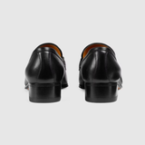  Giày Nữ Gucci Loafer Web Interlocking G 'Black Leather' 