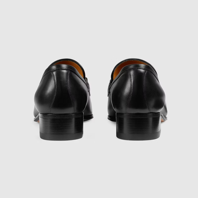  Giày Nữ Gucci Loafer Web Interlocking G 'Black Leather' 