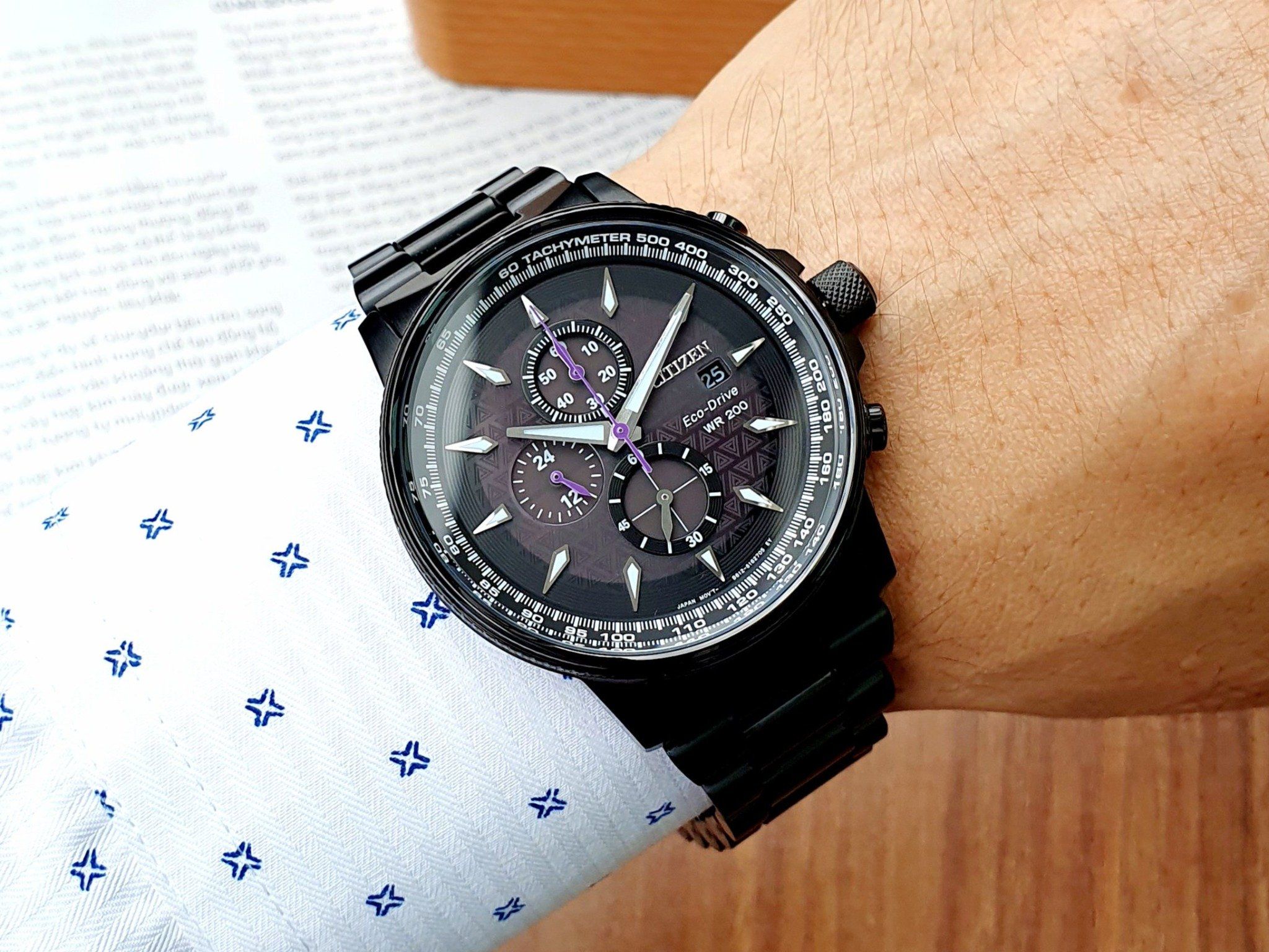  Đồng Hồ Nam CITIZEN Eco-Drive Marvel Black Panther Chronograph Dial Watch 'Black' 