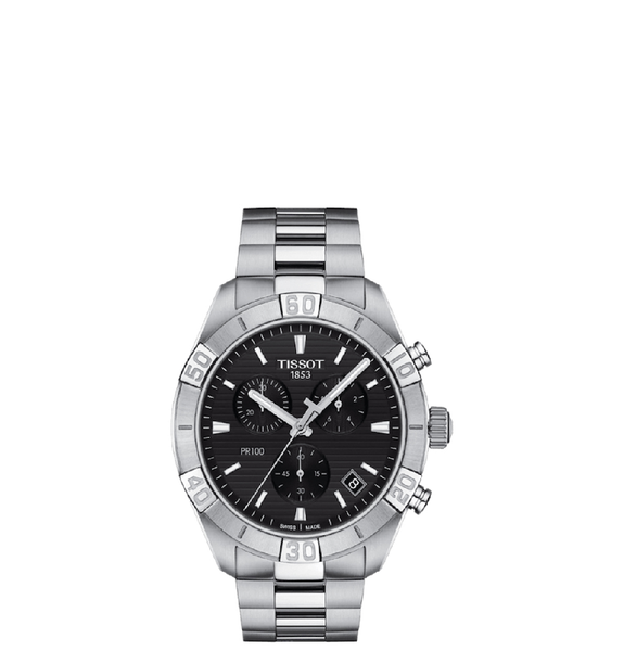  Đồng Hồ Nam Tissot PR 100 Chronograph Quartz 'Black' Dial 