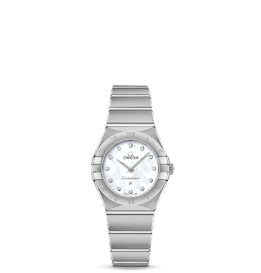  Đồng Hồ Nữ OMEGA Constellation Manhattan Quartz Diamond White Mother of Pearl Dial 