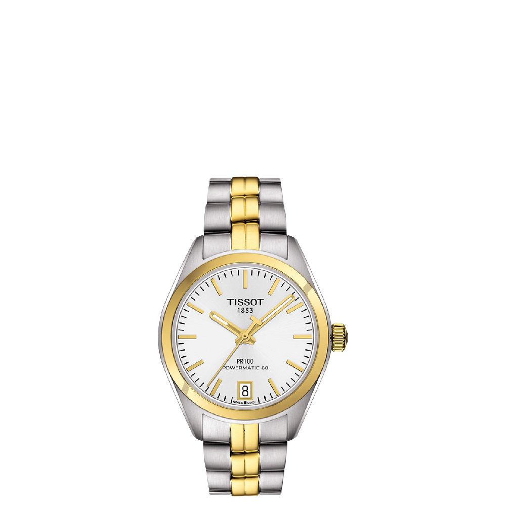  Đồng Hồ Nữ Tissot PR 100 Powermatic Silver Dial 
