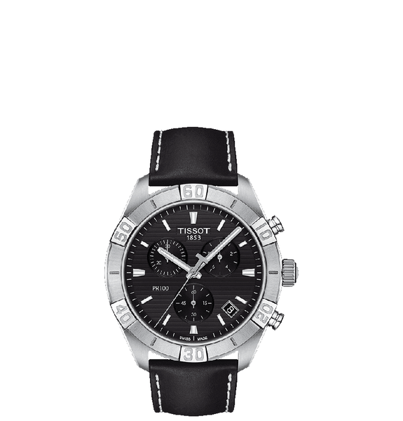  Đồng Hồ Nam Tissot PR100 Chronograph Quartz 'Black' Dial 