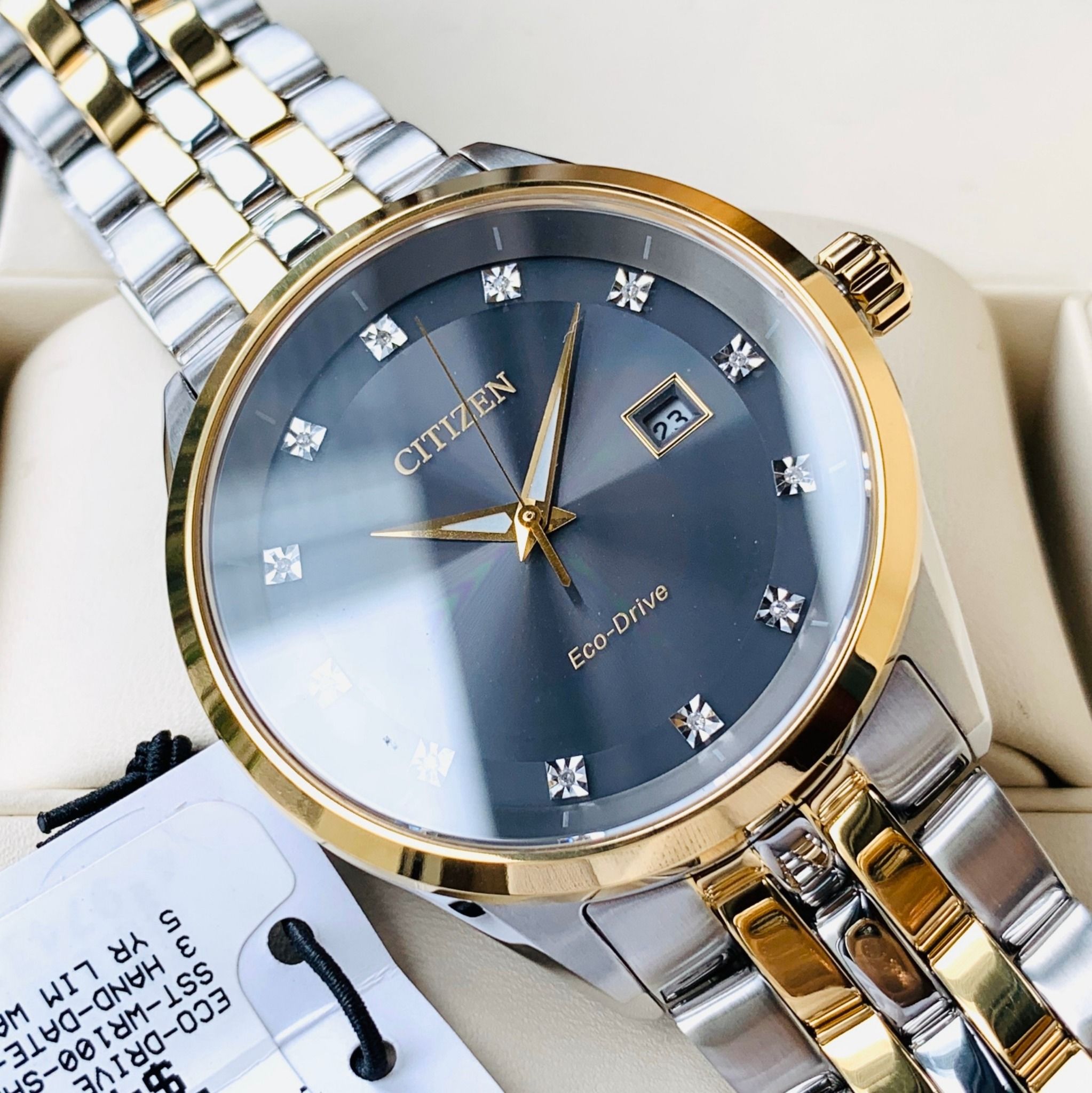  Đồng Hồ Nam CITIZEN Corso Diamond Dial Two-tone Watch 'Grey' 