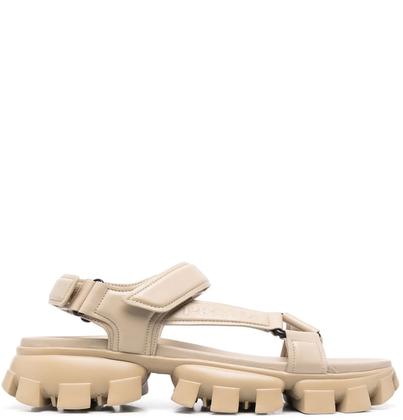  Dép Sandals Nữ Prada logo 'Tan' 