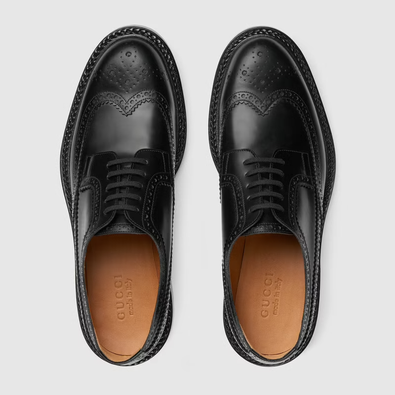  Giày Nam Gucci Lace Up Brogue 'Black' 