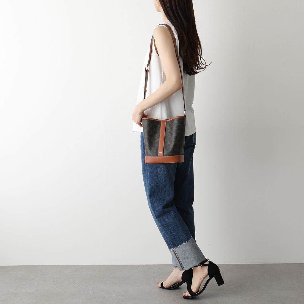 Celine small bucket in triomphe canvas sale