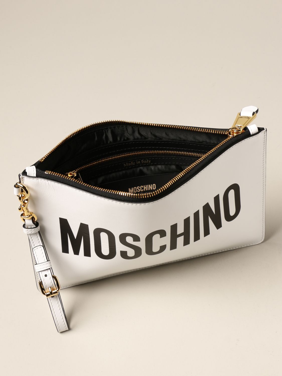  Túi Nữ Moschino Logo Print Clutch 'White' 