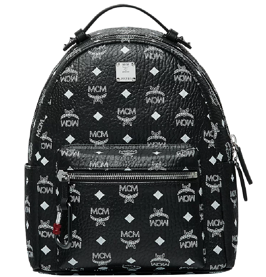 Túi Nữ MCM Stark Backpack in White Logo Visetos \'Black ...