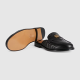  Giày Nam Gucci Matelassé Slipper With Double G Chevron Leather 'Black' 