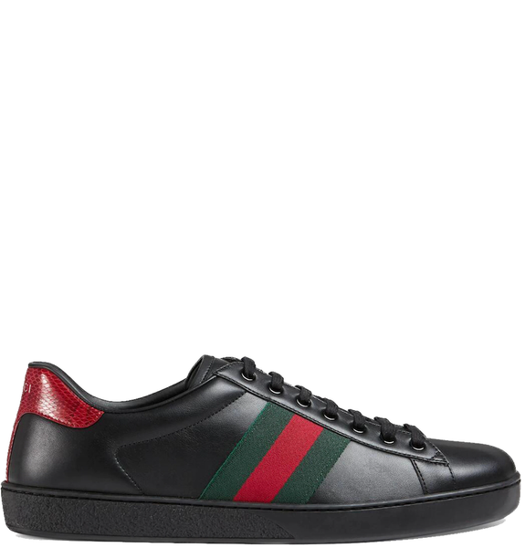 Giày Nam Gucci Ace Leather Sneaker Leather 'Black' 