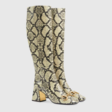  Giày Nữ Gucci Knee High Boot With Horsebit Python Print Leather 
