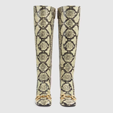  Giày Nữ Gucci Knee High Boot With Horsebit Python Print Leather 