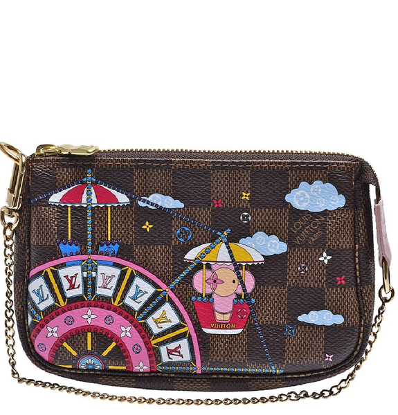  Túi Nữ Louis Vuitton Pochette Accessoires Mini Pink Coated Canvas Wristlet 'Multicolor' 