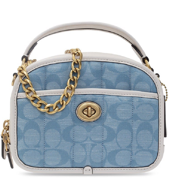  Túi Nữ Coach Lunchbox Top Handle In Signature Chambray With Quilting 'Blue' 