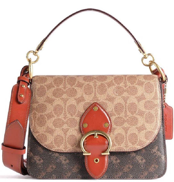  Túi Nữ Coach Signature Carriage Coated Canvas Beat Shoulder Bag 'Brown' 