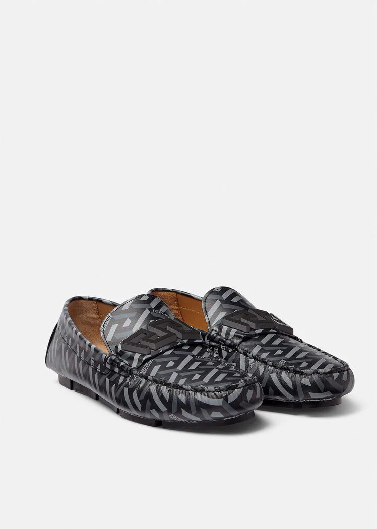  Giày Nam Versace La Greca Loafers 'Black Gray' 