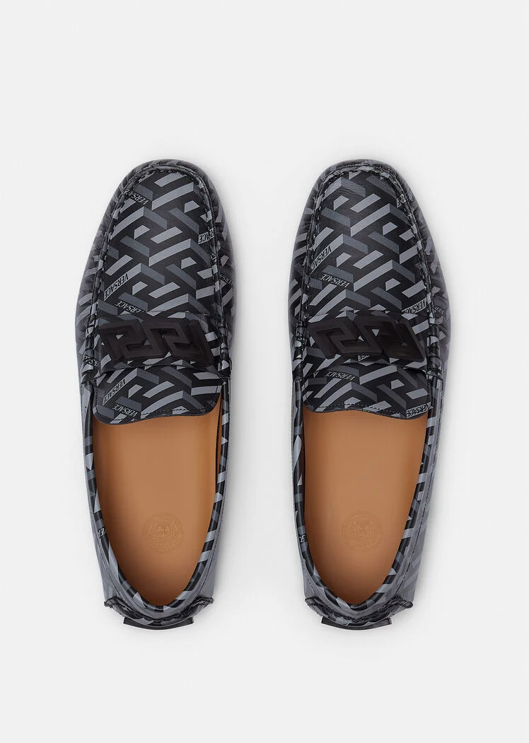  Giày Nam Versace La Greca Loafers 'Black Gray' 