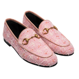  Giày Nữ Gucci Jordaan Tweed Loafers In 'Light Pink Tweed' 