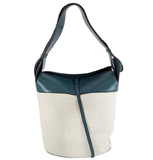  Túi Nữ Burberry Large Cotton Linen Leather Bucket Bag 'Dark Cyan' 