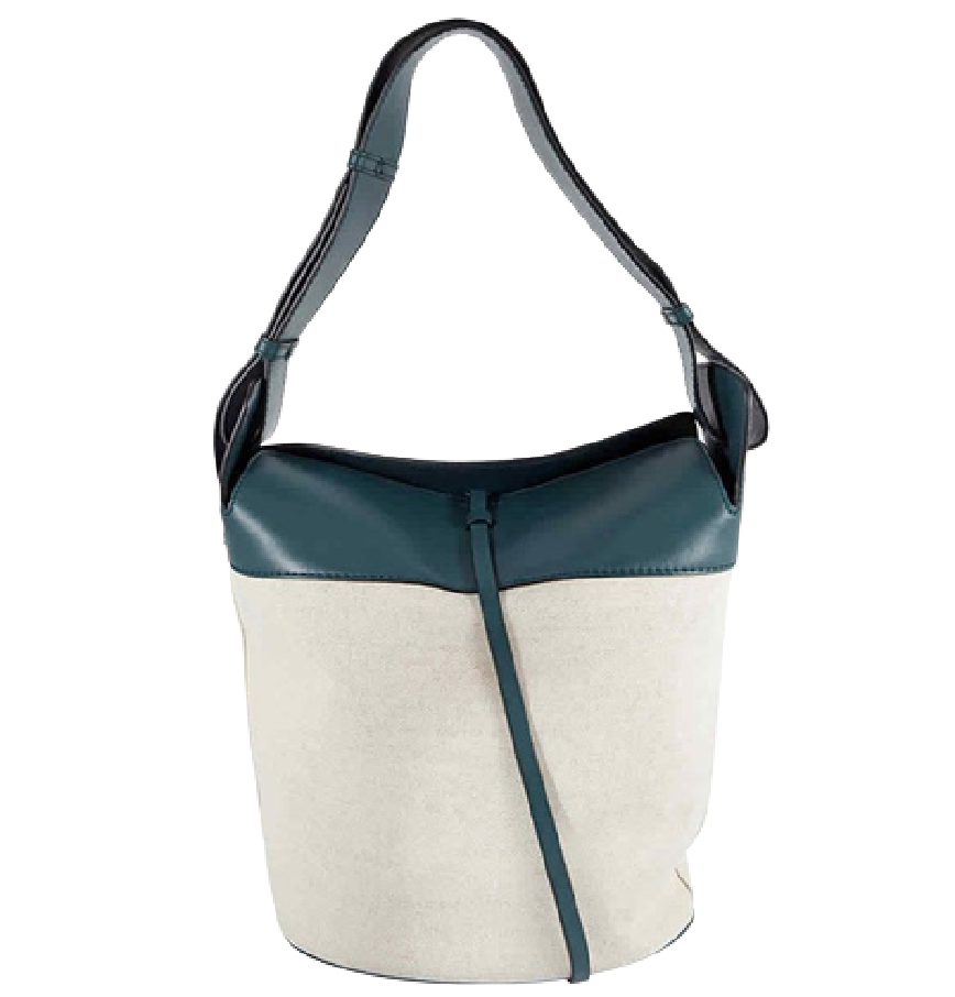  Túi Nữ Burberry Large Cotton Linen Leather Bucket Bag 'Dark Cyan' 