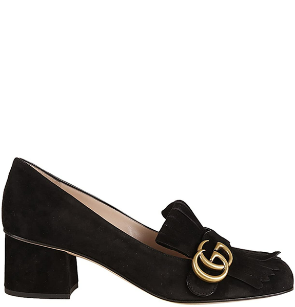  Giày Nữ Gucci Leather Mid Heel Pump 'Black' 