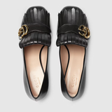  Giày Nữ Gucci Mid Heel Pump Leather 'Black' 