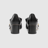  Giày Nữ Gucci Mid Heel Pump Leather 'Black' 