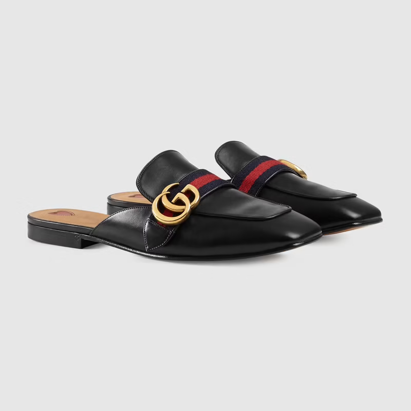  Giày Nữ Gucci Leather Slipper 'Black Leather' 