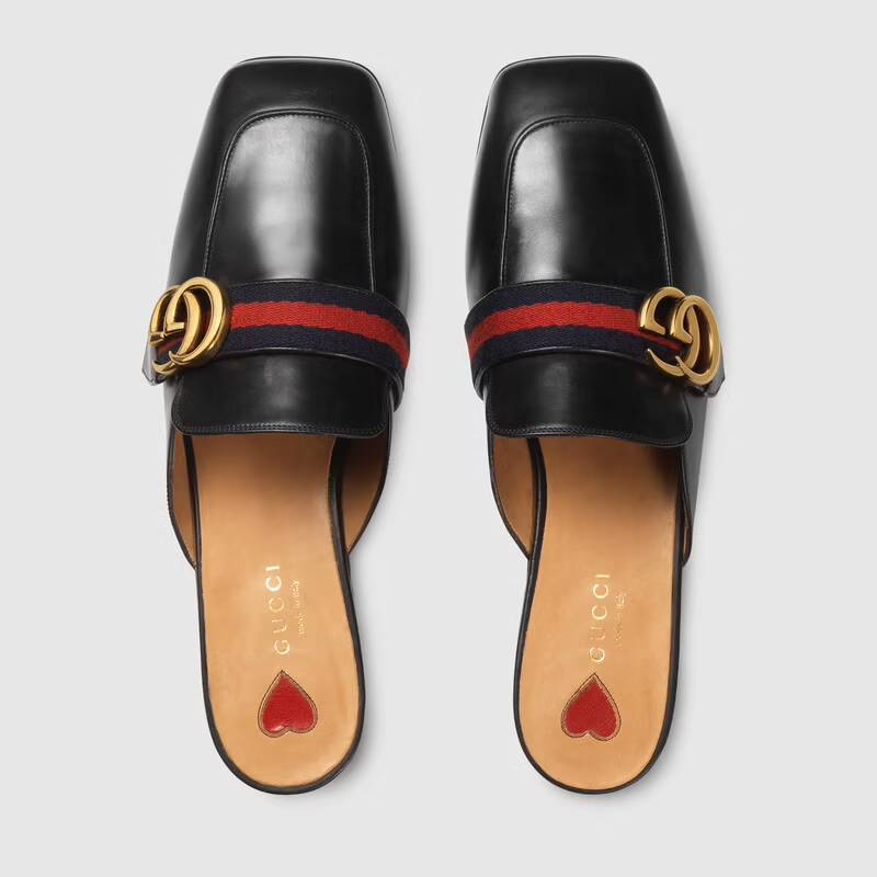  Giày Nữ Gucci Leather Slipper 'Black Leather' 