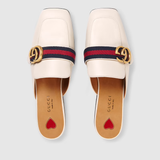  Giày Nữ Gucci Leather Slipper 'White Leather' 