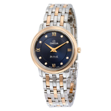  Đồng Hồ OMEGA De Ville Blue Diamond Dial Steel and 18K Rose Gold Ladies Watch 