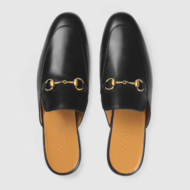  Giày Nam Gucci Leather Horsebit Slipper Leather 'Black' 