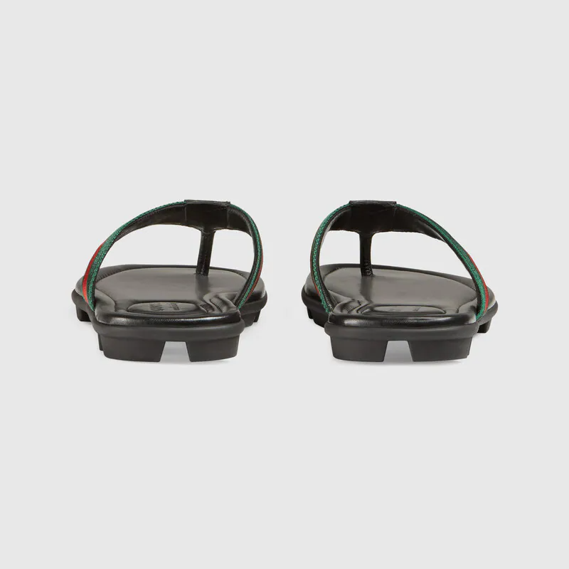  Dép Nam Gucci Web Leather Thong Sandal 'Black' 