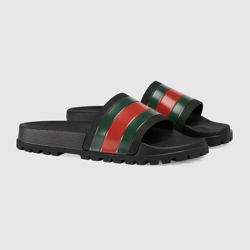  Dép Nam Gucci Web Rubber Slide Sandal 'Black' 